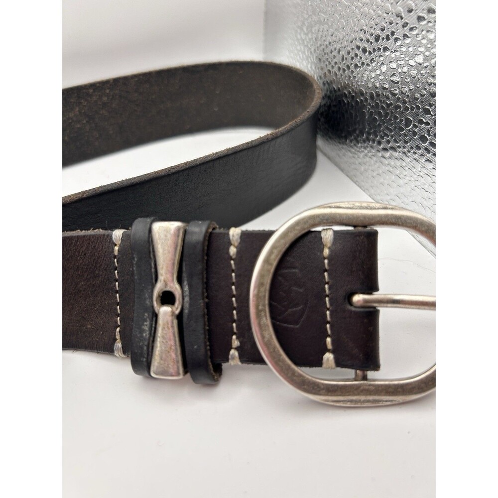 Ariat genuine leather equestrian belt silver tone buckle & bit keeper Men Sz S